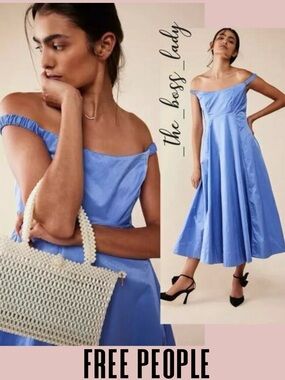 NWOT Free People dress midi or max off-the-shoulder pleated party event